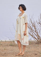 A Model Wearing White Cotton Mul Alabaster curated by Only Ethikal